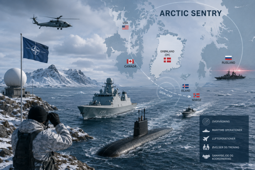 Militær aktivitet i Arktis regionen. Arctic Sentry.