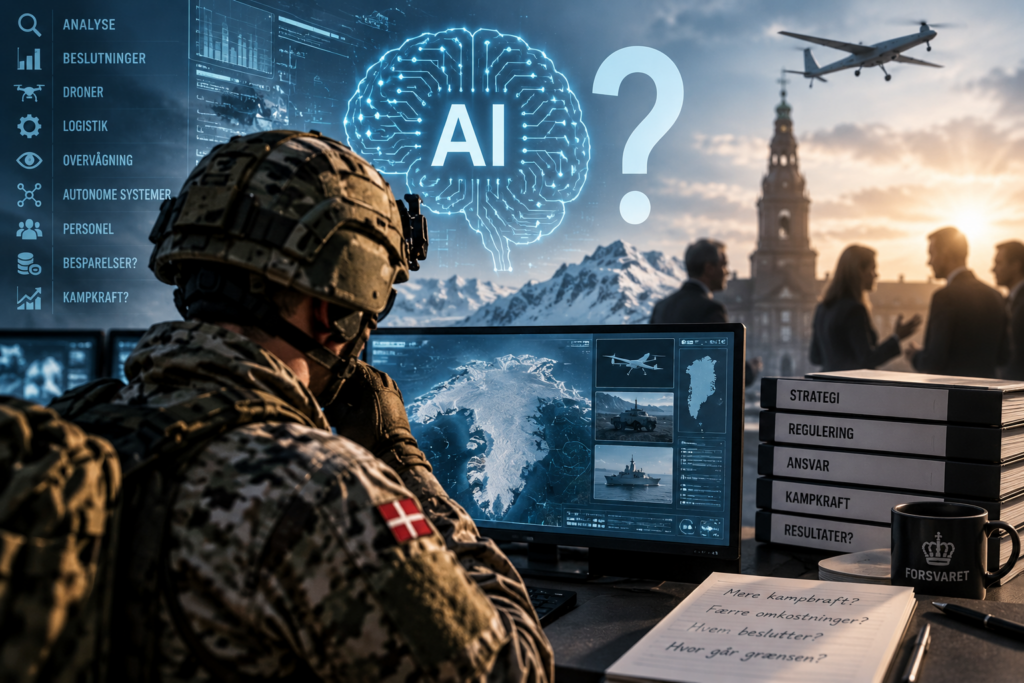 Soldat arbejder med AI-teknologi.
